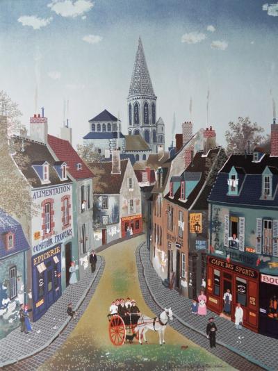 Michel DELACROIX - Village traditionnel - Lithographie originale signée 2