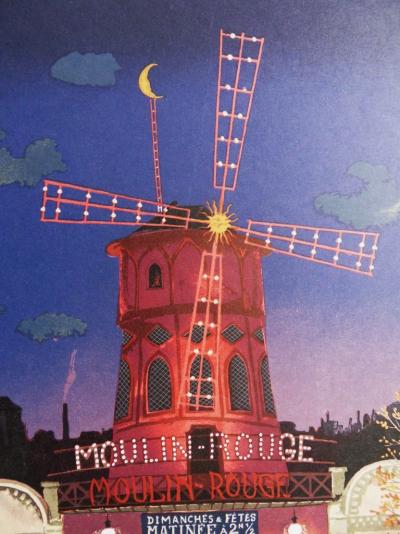 Michel DELACROIX - Paris - Devant le Moulin Rouge, Lithographie originale 2
