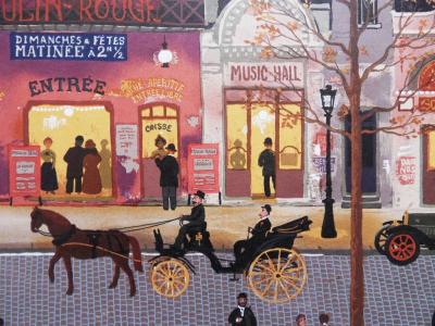 Michel DELACROIX - Paris - Devant le Moulin Rouge, Lithographie originale 2