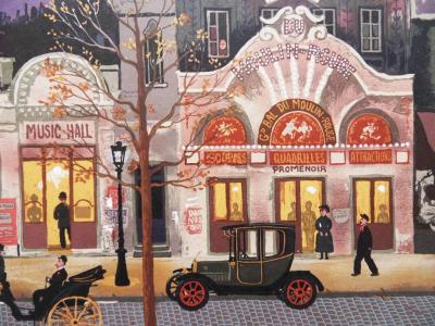 Michel DELACROIX - Paris - Devant le Moulin Rouge, Lithographie originale 2