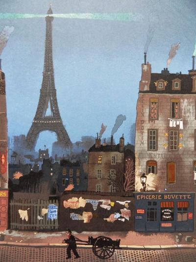 Michel DELACROIX - Paris - La Tour Eiffel, Lithographie originale signée 2