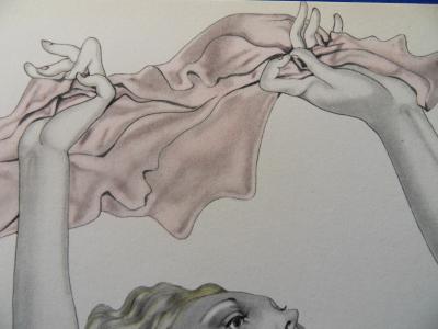 Tsuguharu FOUJITA - Danseuse en foulard rose, 1950 - Lithographie et pochoir signé 2