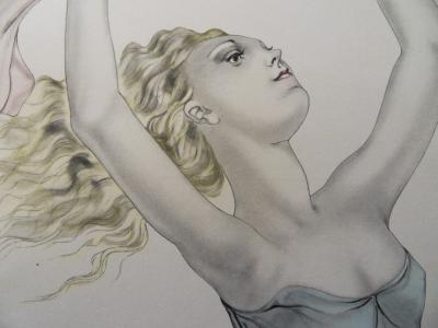 Tsuguharu FOUJITA - Danseuse en foulard rose, 1950 - Lithographie et pochoir signé 2