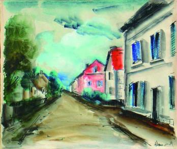 Maurice de VLAMINCK (1876-1958) - Rue de village, Dessin-aquarelle signé 2