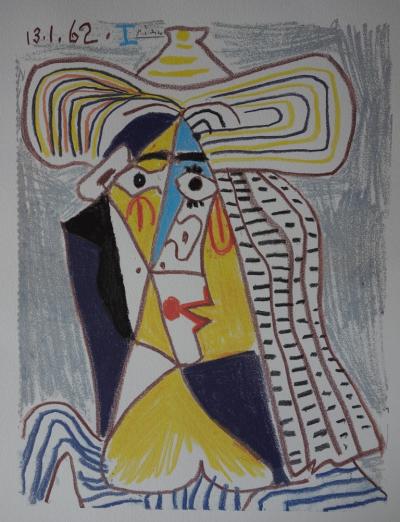 Pablo PICASSO (d’après) : Personnage cubiste au chapeau - Lithographie signée 2