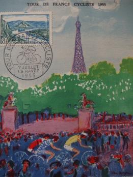 Kees VAN DONGEN - L’arrivée du Tour de France 1955, Lithographie 2