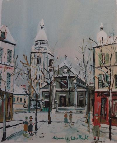 Maurice UTRILLO : Saint Pierre de Montmartre en hiver, Lithographie signée 2