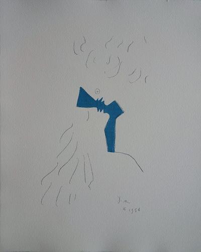 Jean COCTEAU - Baiser sur fond d’Azur - Lithographie originale 2