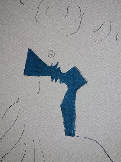 Jean COCTEAU : Baiser sur fond d’Azur - LITHOGRAPHIE ORIGINALE SIGNEE 2