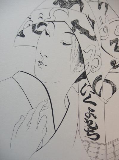 Léonard Tsuguharu FOUJITA - Japonaise élégante, 1955, Gravure originale 2