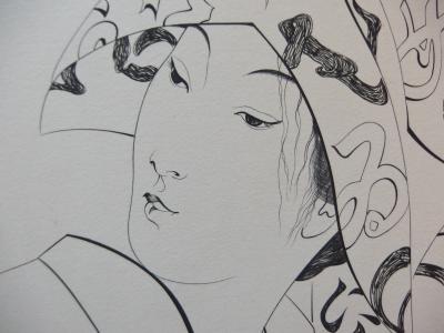 Léonard Tsuguharu FOUJITA - Japonaise élégante, 1955, Gravure originale 2