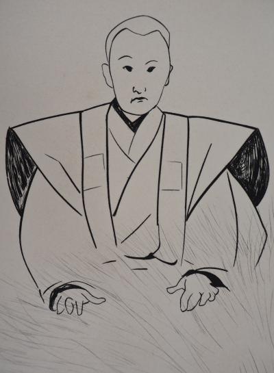Tsugouharu FOUJITA - Acteur et musiciens japonais, 1955, Gravure originale 2
