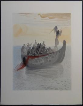 Salvador DALI -  La barque du nocher, 1961, Bois gravé original 2