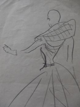 Yves SAINT LAURENT (attribué à) - Esquisse de robe, Dessin au crayon 2