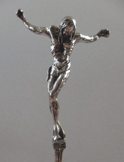 Salvador DALI - Le Christ, Exceptionnelle sculpture 60cm en argent massif 2