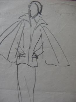 Yves SAINT LAURENT (attribué à) - Esquisse de silhouette, Dessin au crayon 2
