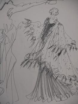 Yves SAINT LAURENT - Deux robes pour Edwige, Grand dessin original 2