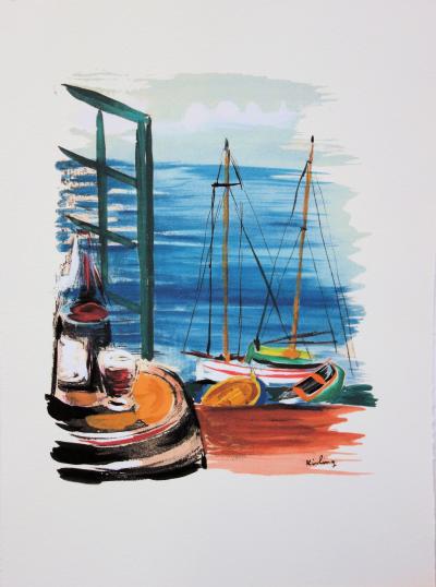 Moise KISLING - Le port de Cannes, lithographie signée 2