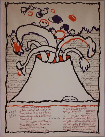 Pierre ALECHINSKY - Volcan dépeint, 1971 - Lithographie signée 2