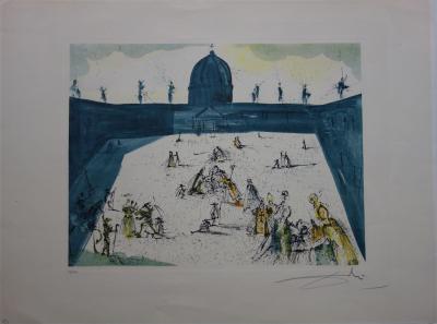 Salvador DALI - La place Saint Pierre, Gravure originale signée 2