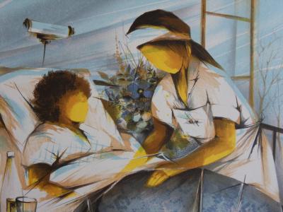 Raymond POULET - Les vieux métiers : l’infirmière, Lithographie originale signée 2