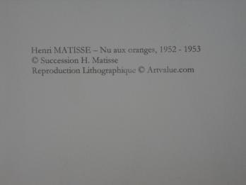 Henri MATISSE - Nu aux oranges, Lithographie 2