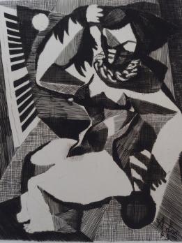 Henri-Georges ADAM - Femme au miroir, Gravure originale signée 2