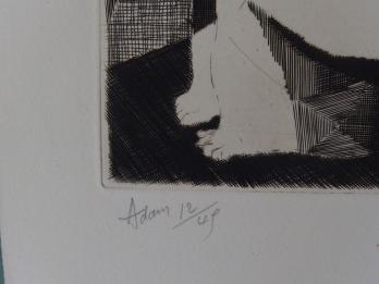 Henri-Georges ADAM - Femme au miroir, Gravure originale signée 2