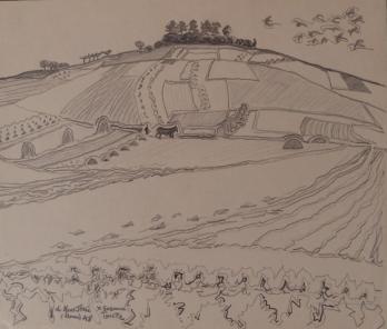 Suzanne TOURTE - Paysage du Mont-Ferre, Dessin original signé 2