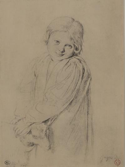 INGRES (after) - Child with goat, Signed lithograph 2