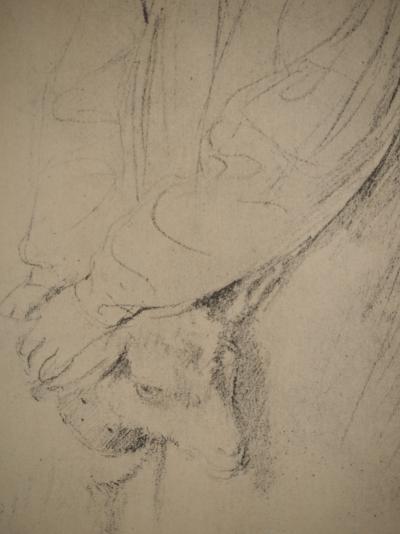 INGRES (after) - Child with goat, Signed lithograph 2