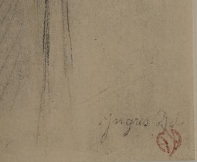 INGRES (after) - Child with goat, Signed lithograph 2