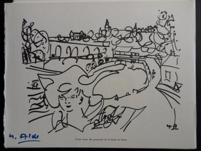 Yvette ALDE - Ma promenade sur la Route de Dinan, 1961 - Héliogravure signée 2