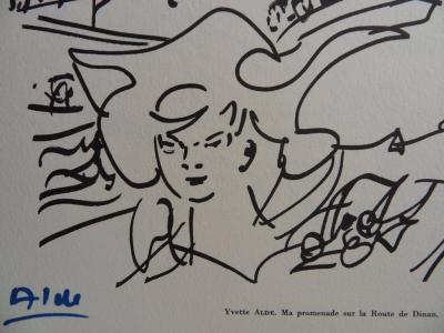 Yvette ALDE - Ma promenade sur la Route de Dinan, 1961 - Héliogravure signée 2