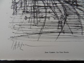Jean CARZOU - La Voie Ferrée, 1961, Héliogravure signée 2