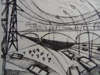 André FOUGERON - Paysage Contemporain, 1961, Héliogravure signée 2