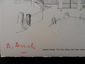 Auguste DUREL - Vue d’un village entre deux sapins, 1961, Héliogravure 2