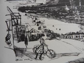Émile GRAU-SALA - La Route de la Corniche à Trouville, 1961, Héliogravure signée 2