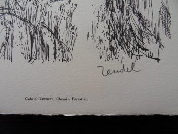 Gabriel ZENDEL - Chemin Forestier, 1961, Héliogravure signée 2