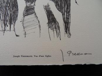Joseph PRESSMANE - Vue d’une Eglise, 1961, Héliogravure signée 2