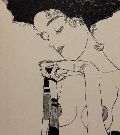 Egon SCHIELE (d’après) - Portrait de Gerti - Lithographie n° 40/40 2