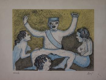 Enrico BAJ - Militaire dansant, Gravure signée et numérotée 2