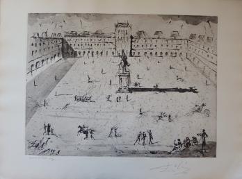 Salvador DALI - La grande Place des Vosges,  Gravure et aquatinte originale signée 2