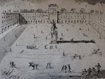Salvador DALI - La grande Place des Vosges,  Gravure et aquatinte originale signée 2