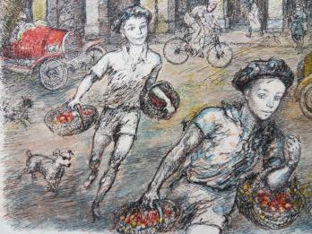 Lucien Philippe MORETTI - Dans les rues de Nice, Lithographie originale signée 2