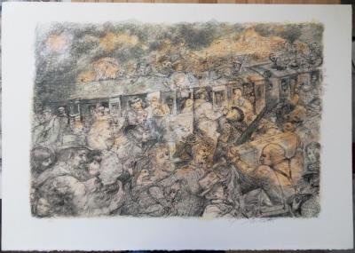 Lucien Philippe MORETTI - The train journey, original signed lithograph 2