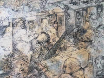 Lucien Philippe MORETTI - Le voyage en train, Lithographie originale signée 2