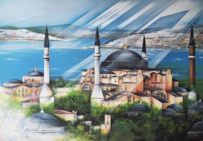 Raymond POULET - Istanbul - Sainte Sophie, Lithographie originale signée 2
