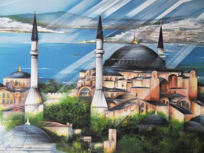 Raymond POULET - Istanbul - Sainte Sophie, Lithographie originale signée 2