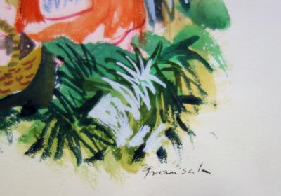 Emilio GRAU SALA : Scène galante, Aquarelle originale signée 2